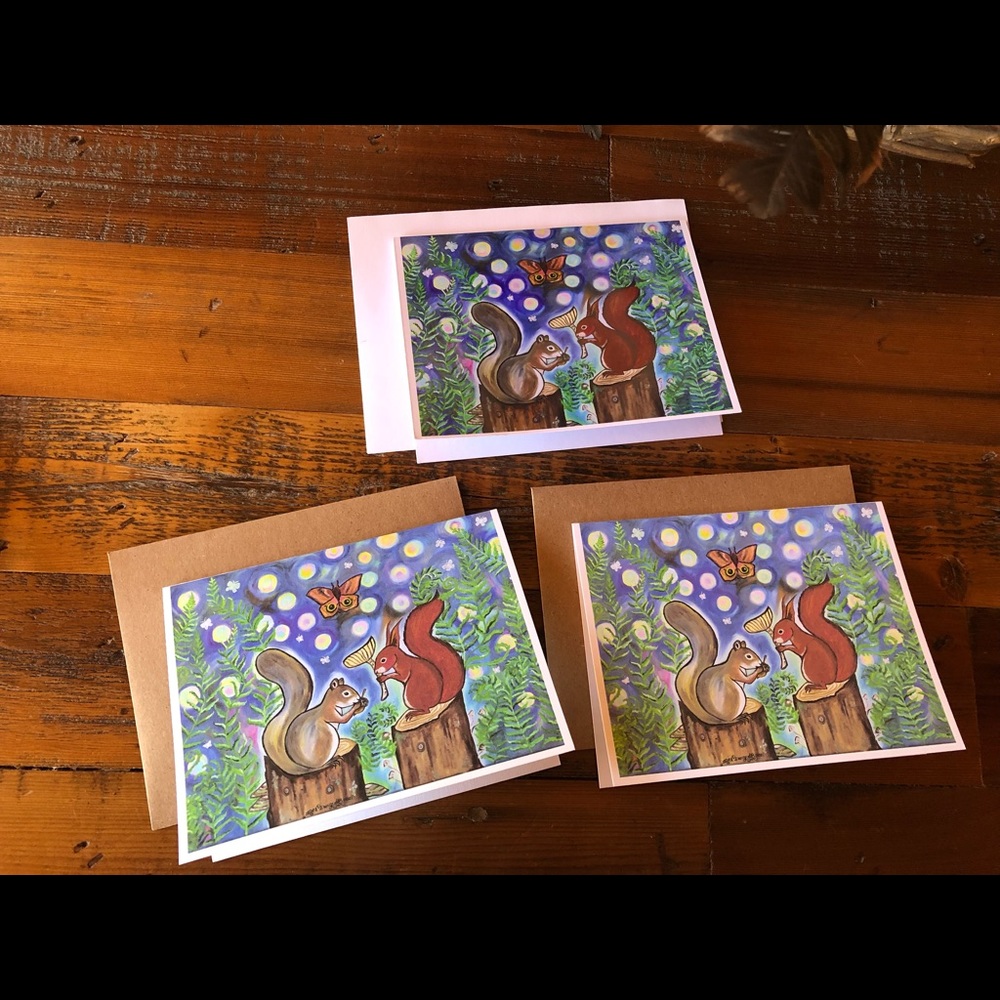 Woodland Critters Greeting Cards 5 Pack in Art Print of Original Oil Painting - Picture 7 of 16